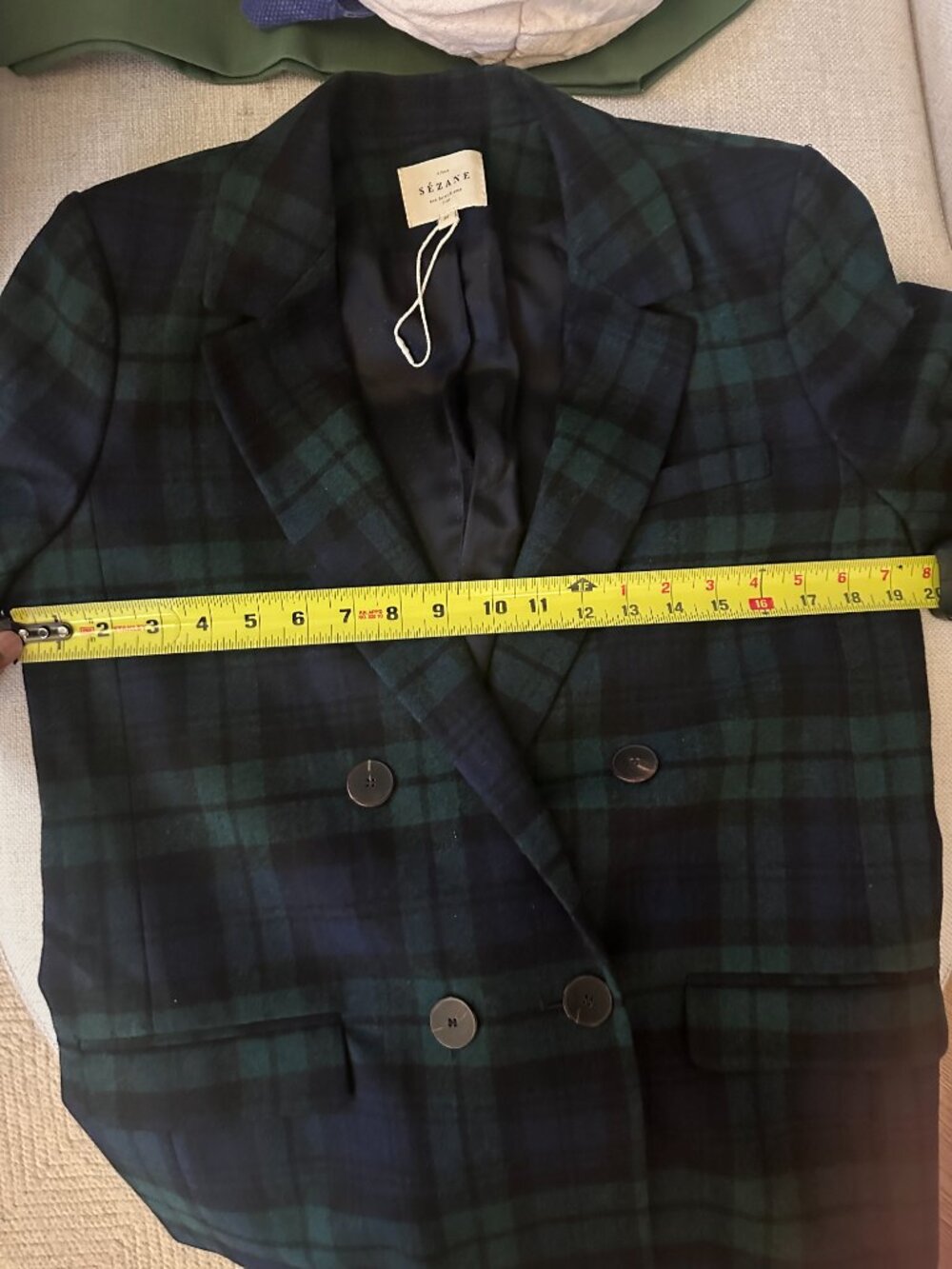 Sézane Christie jacket in Navy Tartan, size FR38 ~ NWOT! - Picture 8 of 9